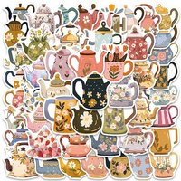 50Pcs PVC Waterproof Self-Adhesive Stickers - Teapot Design