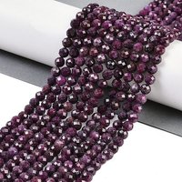 Natural Ruby Beads Strands, Grade AA, Faceted, Round 6mm