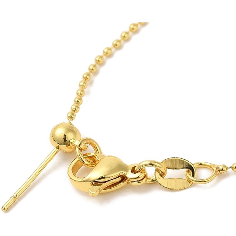 Collier à Chaîne en Laiton avec Glissière Ajustable pour Femmes, Plaqué Or 18K — Collier pendentif