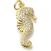 Brass Micro Pave Cubic Zirconia Seahorse Charms with Jump Ring — Charms & Pendants