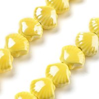 Handmade Porcelain Shell Shape Beads, Yellow, 35pcs/strand — Jewelry Beads