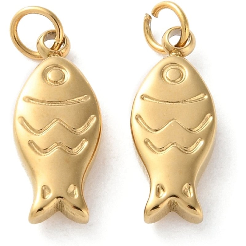 Charm de Poisson en Acier Inoxydable 304 avec Anneau de Saut — Breloques et pendentifs