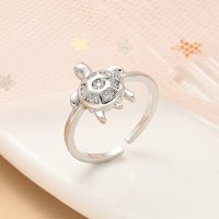 304 Stainless Steel Open Cuff Finger Rings for Women with Turtle Design — Costume Jewelry