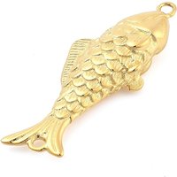 Pendentif Poisson en Acier Inoxydable 304 avec Plaquage en Or 14K — Breloques et pendentifs