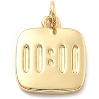 Rack Plating Brass Square Charms with Jump Ring, 18K Gold Plated — Charms & Pendants