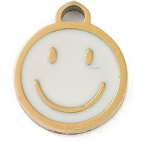 Charms Émaillés en Acier Inoxydable 304, Visages Sourire, Plaqué Or 18K — Breloques et pendentifs