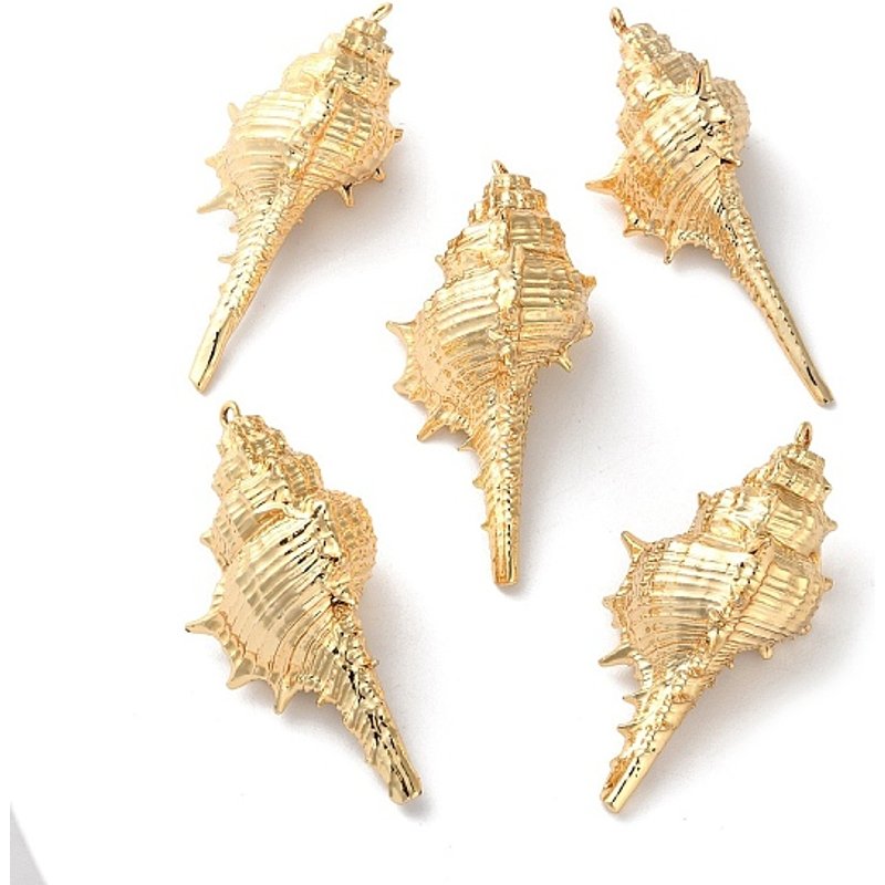 Electroplated Natural Conch Shell Big Pendants, Shell Shape Charms — Charms & Pendants