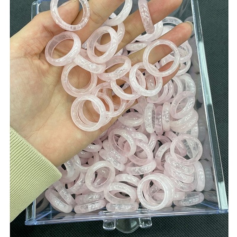 Bagues en Quartz Rose Naturel avec Diamètre Intérieur de 17 à 20mm — Bijoux fantaisie