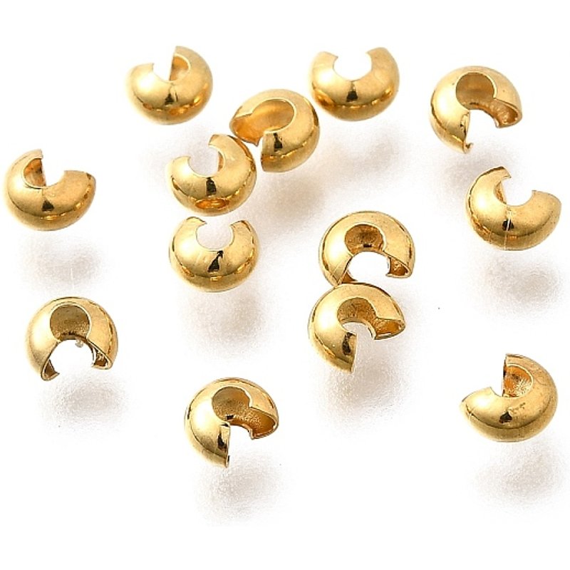 Couvre-billes à sertir en acier inoxydable 304, plaqué or 18K — Perles à bijoux