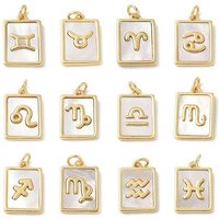 Charms Constellation en Coquillage Blanc Naturel Pave en Laiton avec Anneaux