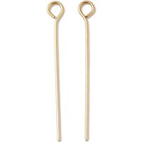 Épingles à œil en acier inoxydable 304, plaquées or 18K, 100pcs/set