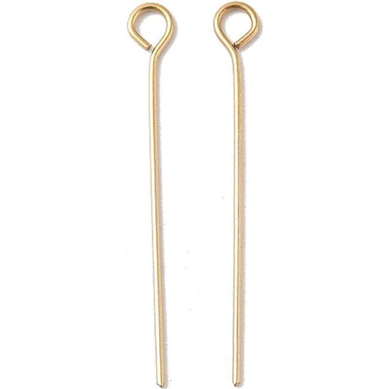 Épingles à œil en acier inoxydable 304, plaquées or 18K, 100pcs/set — Accessoires pour bijoux