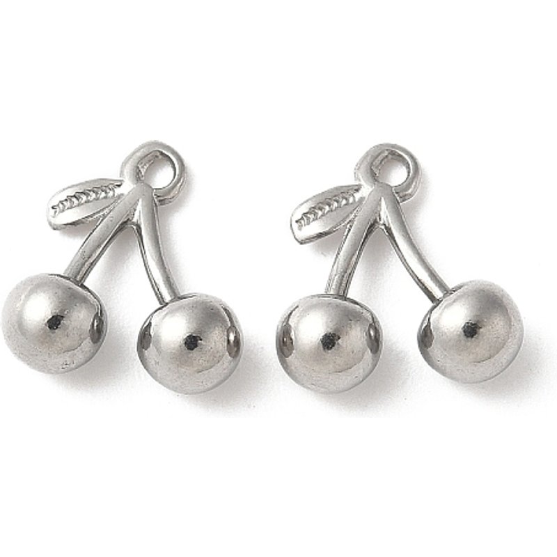 Charm en Acier Inoxydable 304, Cerise, Anti-Tarnish, 11.5mm — Breloques et pendentifs