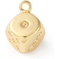 Charms en laiton en forme de dés - Plaqué or 18K, sans cadmium, nickel, ni plomb