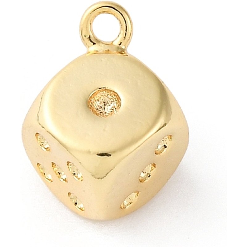 Charms en laiton en forme de dés - Plaqué or 18K, sans cadmium, nickel, ni plomb — Breloques et pendentifs