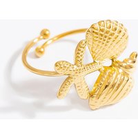 Bagues à Manchette Ajustables en Acier Inoxydable 304 pour Femmes, Étoile de Mer & Coquillage — Bijoux fantaisie