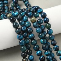Grade B Natural Tiger Eye Beads Strands, Marine Blue, 8.5mm