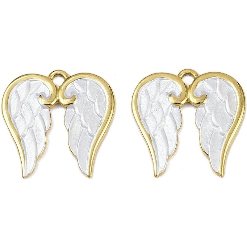 Charmes en Aile d'Ange en Acier Inoxydable 304 avec Plaquage en Or 18K — Breloques et pendentifs