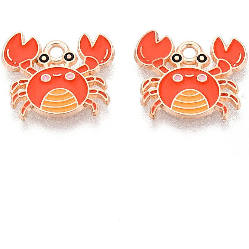 Pendentif Crabe en Émail Doré Clair - Animaux Marins — Breloques et pendentifs