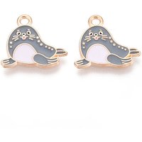 Pendentif En Émail Lion de Mer Marine Animals en Or Clair