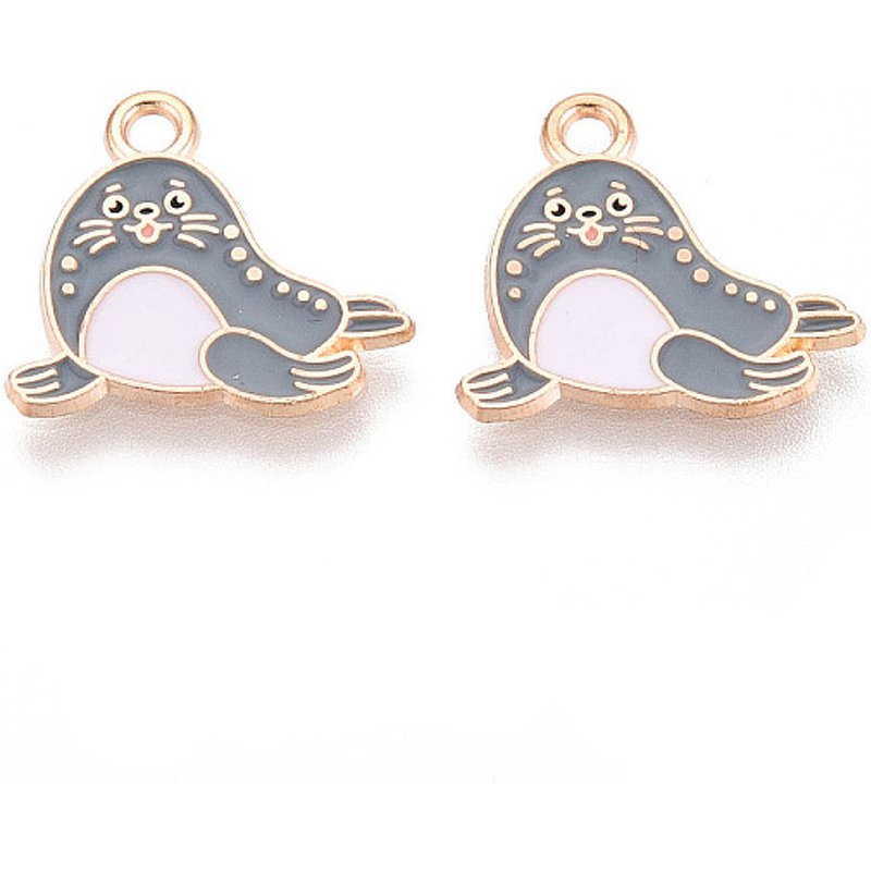 Pendentif En Émail Lion de Mer Marine Animals en Or Clair — Breloques et pendentifs