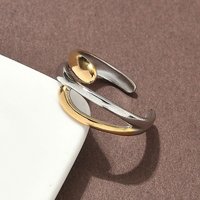 Bague à Manche en Acier Inoxydable Double Couleur, Or et Acier — Bijoux fantaisie