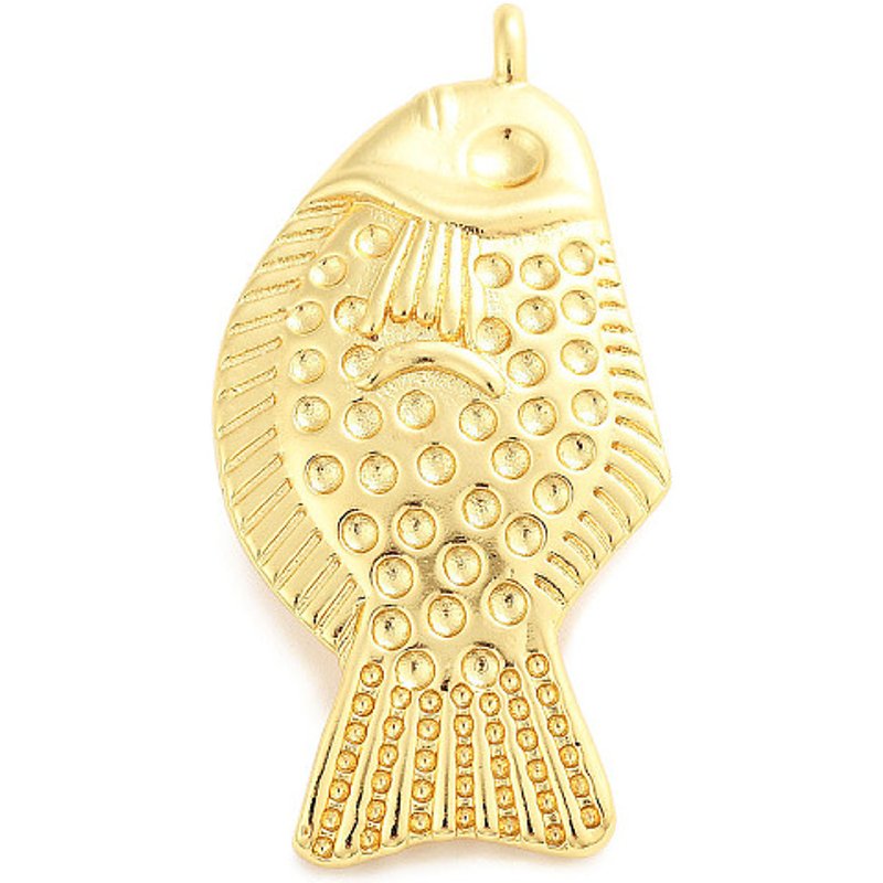 Pendentif en laiton en forme de poisson avec placage, finition dorée — Breloques et pendentifs