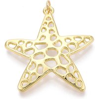 Pendentif Étoile en Laiton avec Anneau, Plaqué Or 18K
