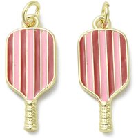 Pendentif en Émail de Laiton en Forme de Raquette avec Anneau, Plaqué Or 18K