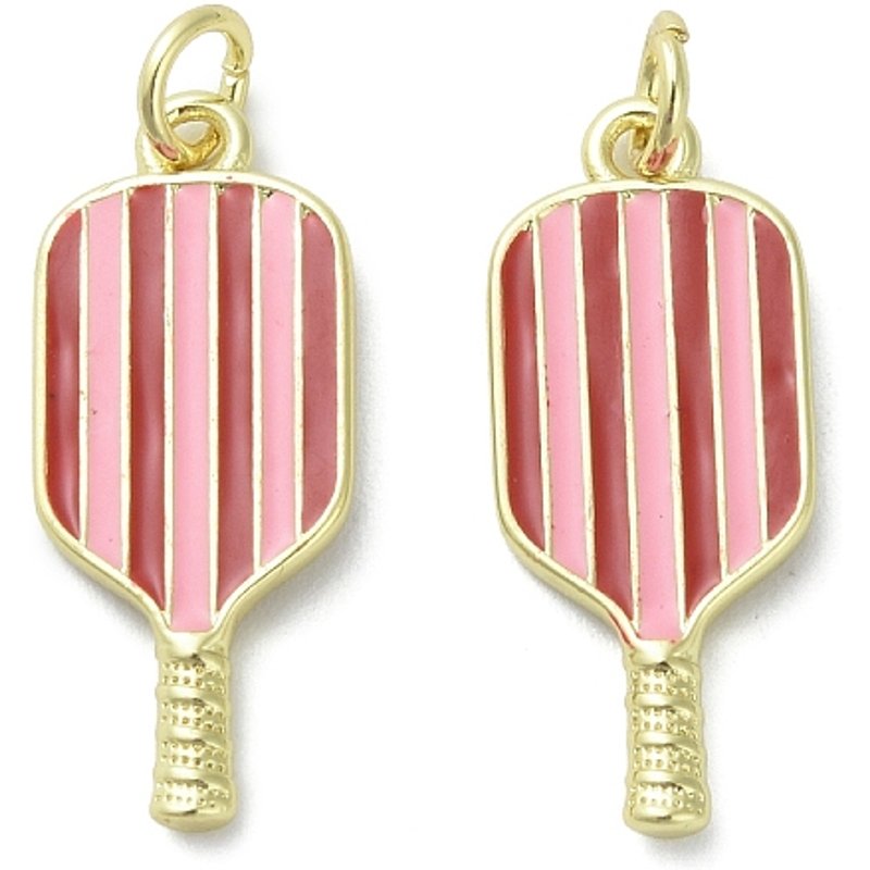 Pendentif en Émail de Laiton en Forme de Raquette avec Anneau, Plaqué Or 18K — Breloques et pendentifs