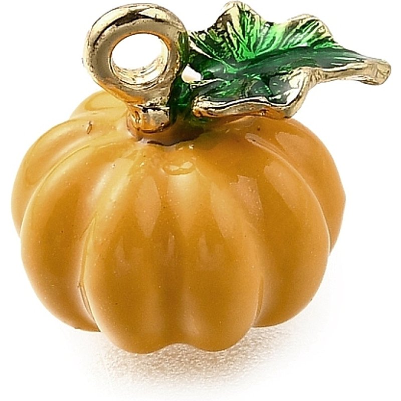 Charm en Émail Alliage Doré en Forme de Citrouille avec Trou de 1,5mm — Breloques et pendentifs