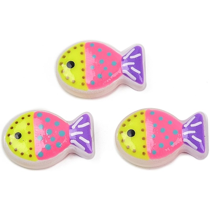 Perles en Verre Soufflé à la Main, Poisson, avec Émail Jaune — Perles à bijoux