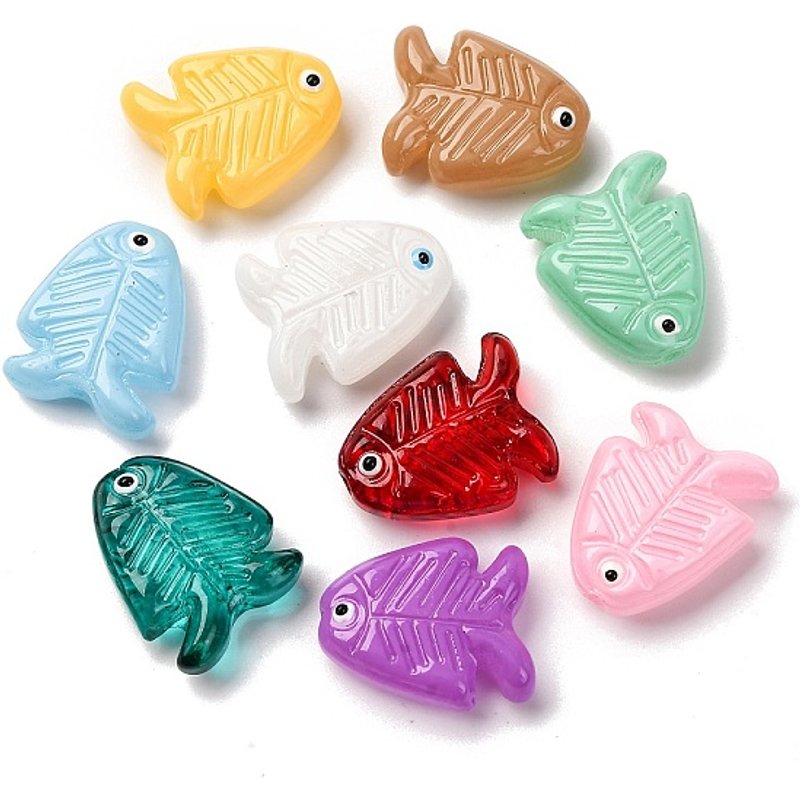 Perles en Émail Lampwork Fait Main, Poisson, Couleurs Mélangées — Perles à bijoux