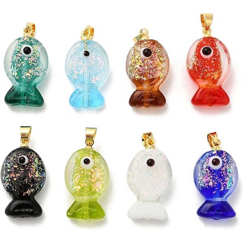 Handmade Dichroic Foil Lampwork Fish Charm Pendant — Charms & Pendants