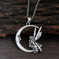 Collier Pendentif en Alliage de Zinc de Style Tibétain pour Femmes, Fée avec Lune — Collier pendentif
