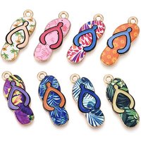 Alloy Enamel Flip Flops Charm Pendant in Light Gold — Charms & Pendants