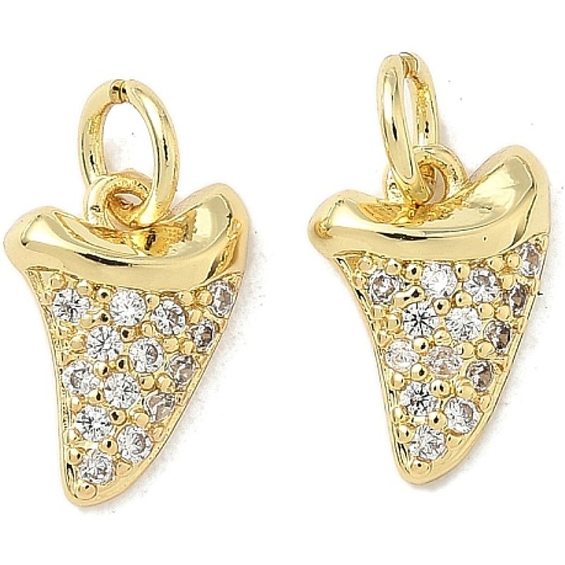 Brass Micro Pave Cubic Zirconia Shark Tooth Pendants — Charms & Pendants
