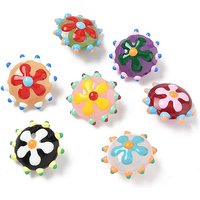 Handmade Lampwork Enamel Beads, Bumpy Flower, Mixed Colors