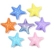 Perles Acryliques Opaques en Forme d'Étoile de Mer, Couleurs Mixtes, 39x36x12mm