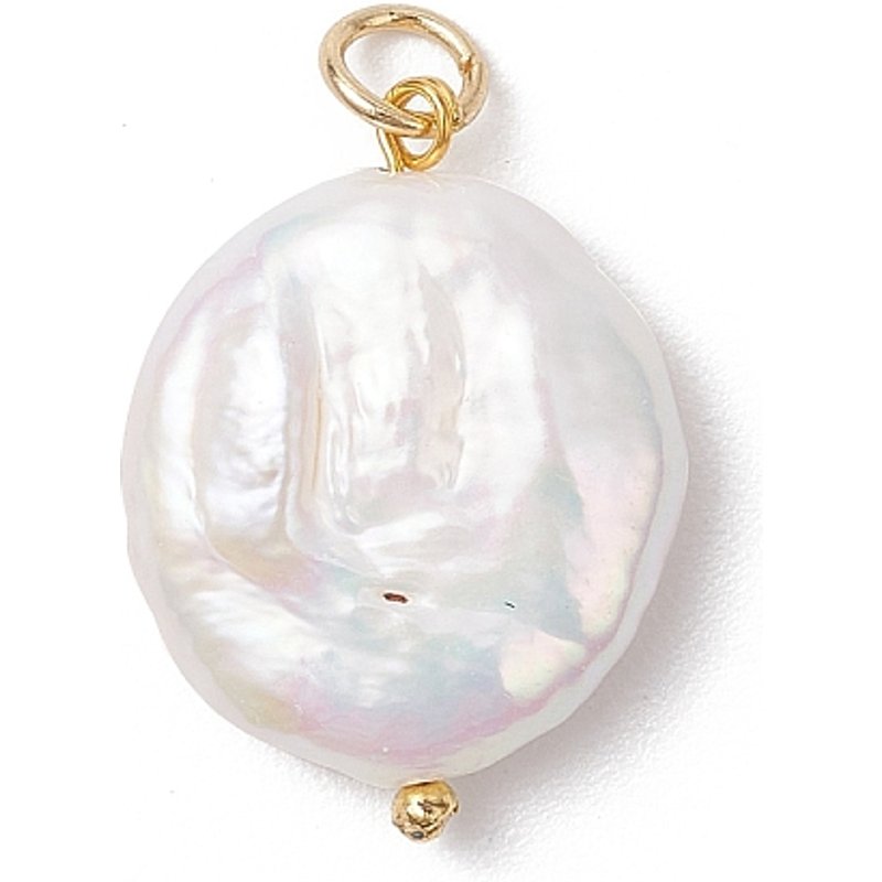 Natural Keshi Pearl Pendants with Brass Ball Jump Rings — Charms & Pendants