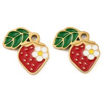 Charm en Émail de Fraise en Acier Inoxydable — Breloques et pendentifs