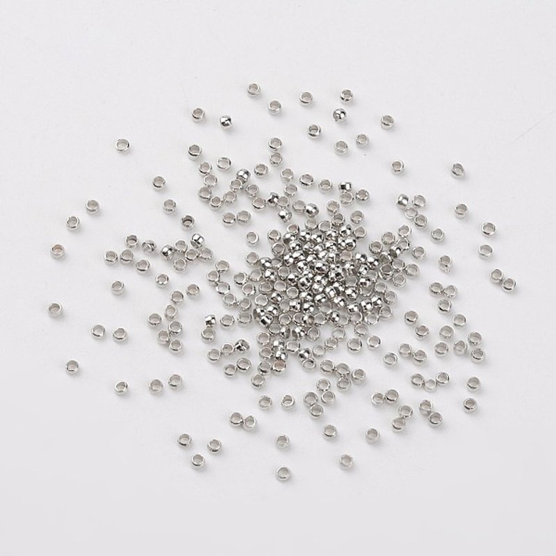 Perles à écraser en laiton, sans cadmium, couleur nickel, 2mm de diamètre — Perles à bijoux