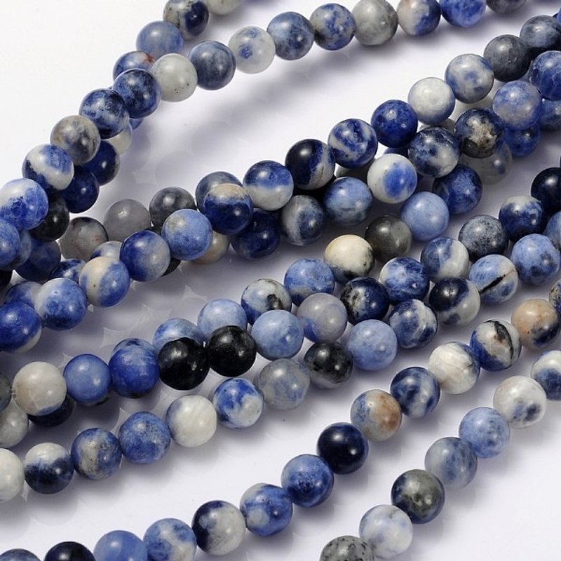 Fil de perles de sodalite naturelle, grade AB, rond, 6 mm, 60 pcs — Perles à bijoux