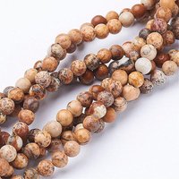 Brins de perles en jaspe naturel, rond, 4mm — Perles à bijoux