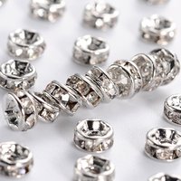 Perles Espacées en Laiton Grade A avec Strass, Rondelle, Sans Nickel, 4x2mm — Perles à bijoux