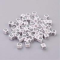 Perles Lettres Cubiques en Acrylique, Trou Horizontal, Blanc, Lettre O — Perles à bijoux