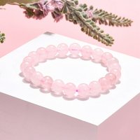 Bracelet Élastique en Quartz Rose Naturel, Diamètre Intérieur de 2 Pouces — Bracelet Femme