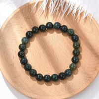 Natural Moss Agate Beaded Stretch Bracelet, 2 inch Inner Diameter — Bracelet Women