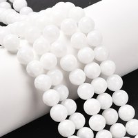 Brins de perles de jade blanc naturel, teint et chauffé, 8 mm, 15 pouces — Perles à bijoux