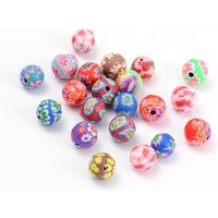 Perles en Argile Polymère Ronde, Couleurs Mélangées, 8mm — Perles à bijoux